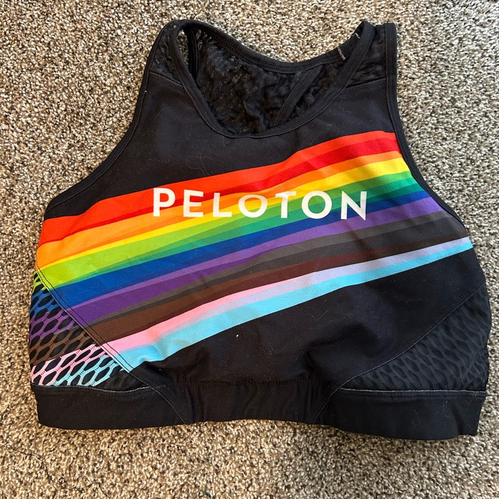Peloton Rainbow Striped Sports Bra